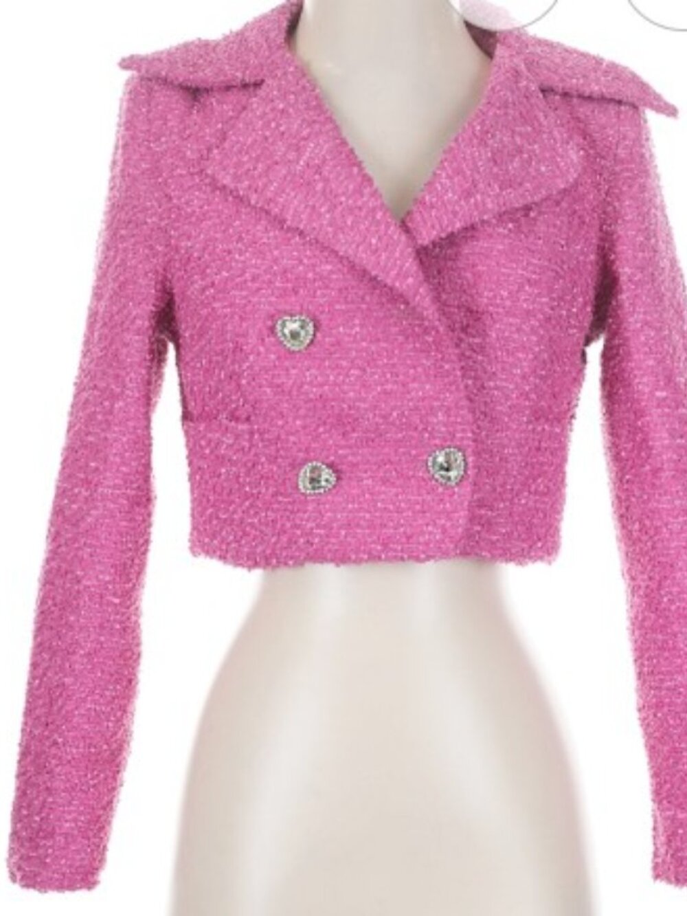 Luxedress Pink Tweed-Style Cropped Blazer